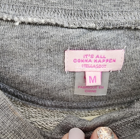Stella & Dot Gray Puffed sleeve sweatshirt Size Medium - Picture 6 of 10